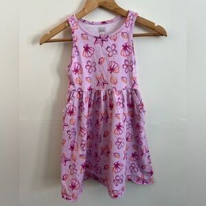 Jumping Beans Girls Sleeveless A-Line Dress Size 8 Pink Floral Cotton